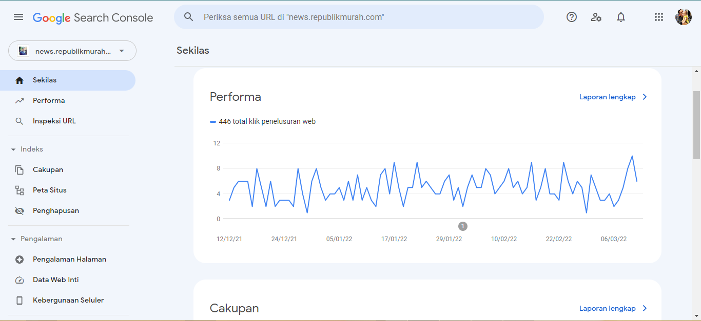 tampilan google search console